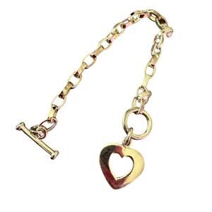 Silpada 925 Sterling Silver Heart Charm Toggle Bracelet